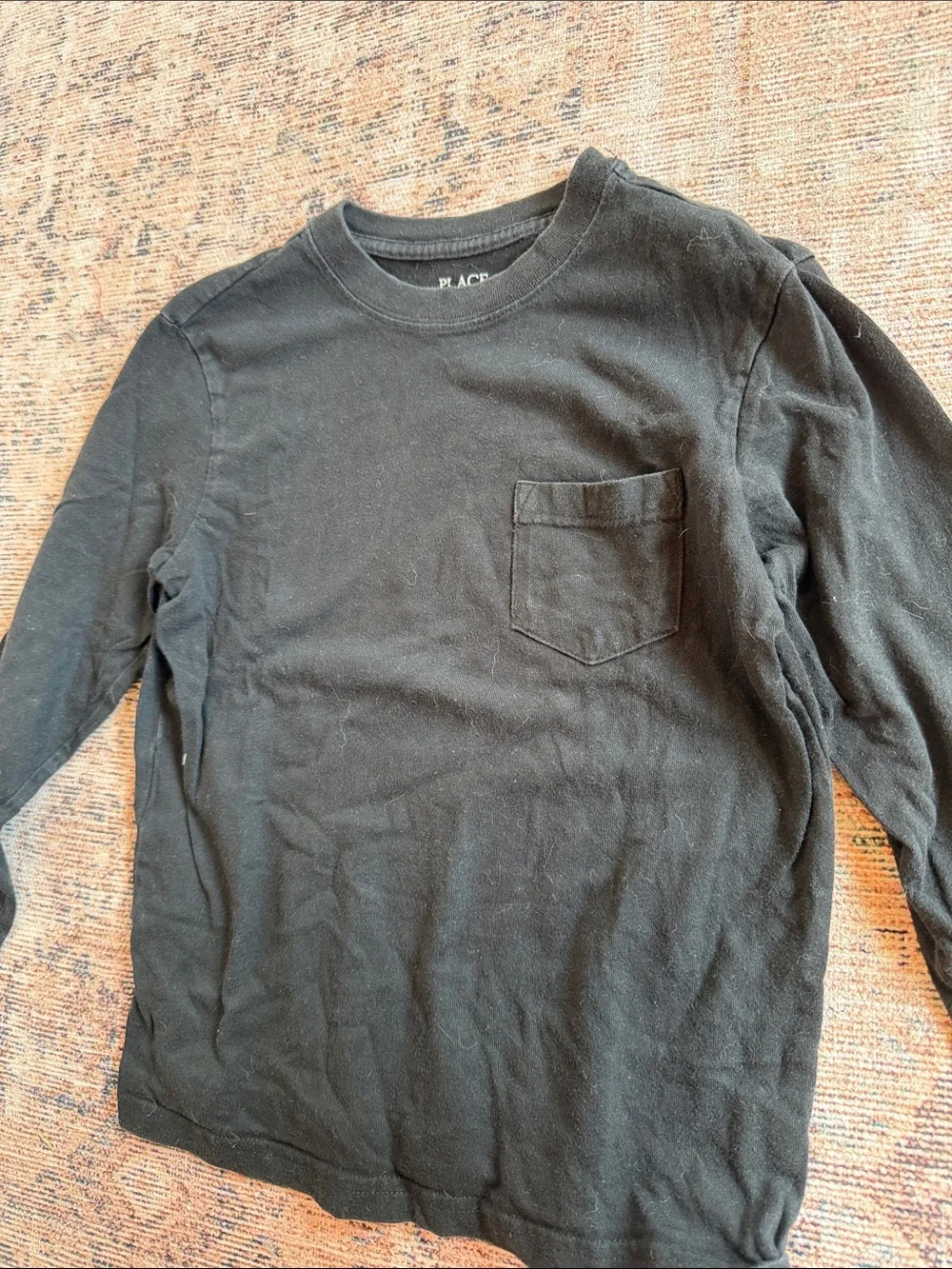 Place Black Long-Sleeve Pocket Tee for Kids